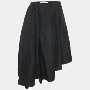 Dior Black Silk Blend Quilted Asymmetric Skirt M