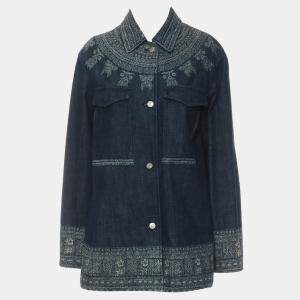 Dior Dark Blue Cotton Printed Denim Shirt IT Women 42