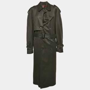 Christian Dior Le Connaisseur Grey Wool Blend Double Beasted Trench Coat L