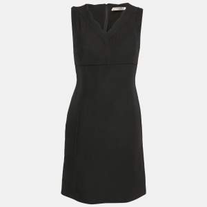 Christian Dior Black Wool and Crepe Sleeveless Mini Dress M