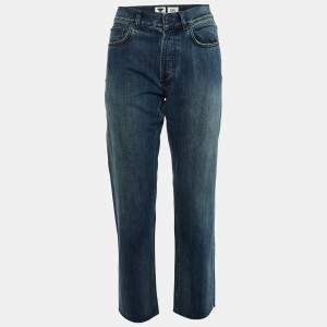 Christian Dior Navy Blue Denim Cut-Off Boyfriend Jeans S (Waist 33")