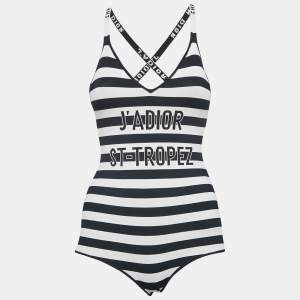 Christian Dior Monochrome Striped J'Adior St Tropez Bodysuit S