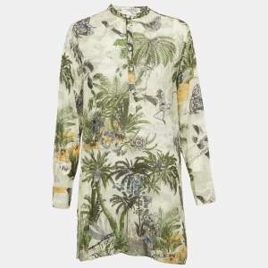 Christian Dior Green Printed Cotton Voile Tunic Top M