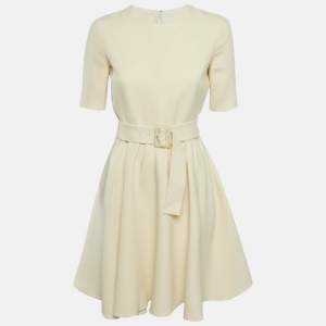 Christian Dior Cream Wool Flared Short Dress M