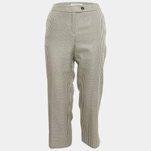 Christian Dior Black Houndstooth Silk Blend Trousers M
