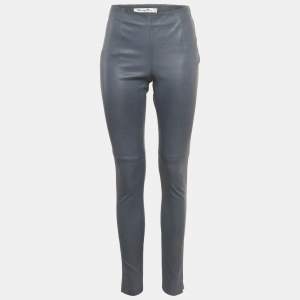 Christian Dior Blue Leather Skinny Pants M