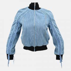 Christian Dior Zip Up Denim Jacket Light Blue Size S