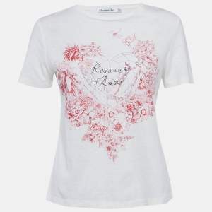 Dior White Printed Cotton T-Shirt XS