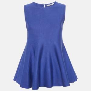 Dior Blue Knit Flared Sleeveless Top M