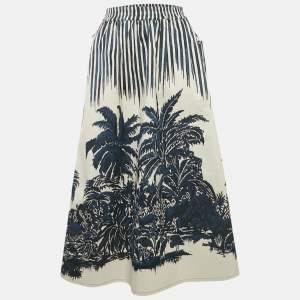 Dior Navy Blue Jacquard Midi Skirt S