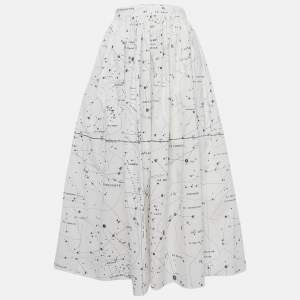 Dior White Printed Cotton Midi Skirt S