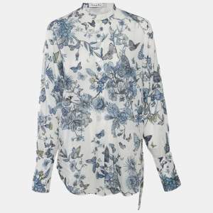 Dior Blue/White Printed Cotton Long Tunic M