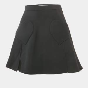 Christian Dior Black Wool Heart Pocket Detail Mini Skirt S