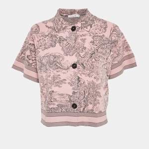 Pre Owned Christian Dior Pink Touile de Joeuy Knit Short Sleeve Shirt M