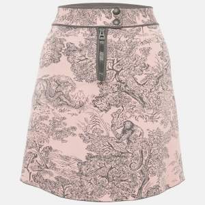 Pre Owned Christian Dior Pink Knit Toile de Jouy Sauvage Dioriviera Mini Skirt L