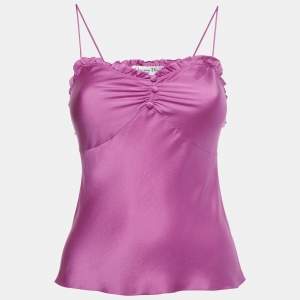 Christian Dior Pink Silk Ruched Neck Detail Camisole S 