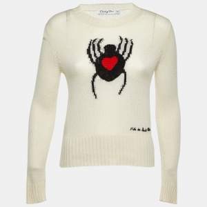 Christian Dior Light Cream Intarsia Knit Sweater  S