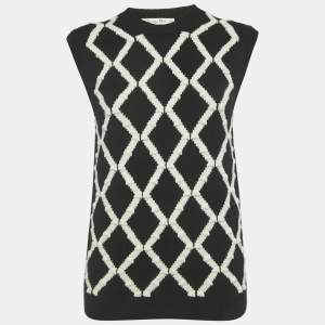 Christian Dior Black Patterned Cashmere Sweater Vest M