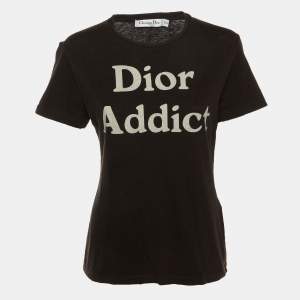 Pre Owned Dior Black Dior Addict Cotton & Linen Crew Neck T-Shirt S