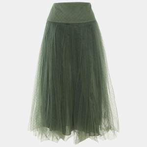 Dior Sage Green Plumetis Tulle Midi Skirt S