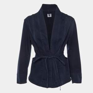 Dior Navy Blue Cotton Tie Front Jacket M