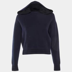 Pre Owned Dior Navy Blue J'Adior 8 Cashmere Hooded Jumper S