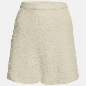 Christian Dior Off White Textured Wool Mini Skirt XL