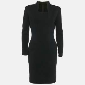 Pre Owned Christian Dior Vintage Black Stretch Knit Midi Dress M