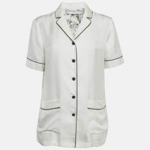 Pre Owned Christian Dior White Dior Jardin D'Hiver Print Silk Shirt S