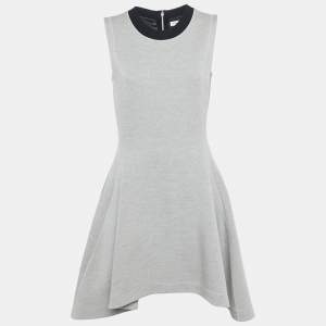 Pre Owned Dior Grey Wool Flared Sleeveless Dress M