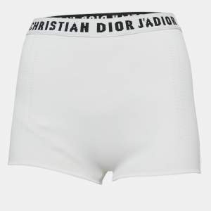 Pre Owned Christian Dior White Jersey Logo Waist Band J'adior Brief Shorts S 
