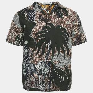 Pre Owned Christian Dior Green Printed Cotton Shirt M