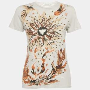 Pre Owned Christian Dior Grey Printed Cotton Blend T-Shirt S
