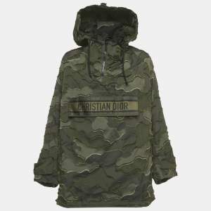 Pre Owned Dior Green Camouflage Synthetic Fil Coupe Anorak Hooded Jacket XS 