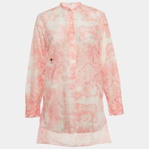 Pre Owned Christian Dior Pink Cotton Toile de Jouy Tunic S