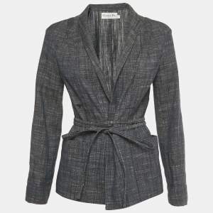 Pre Owned Christian Dior Blue Cotton Wrap Blazer M