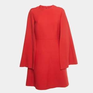 مملوكة مسبقًا Christian Dior Red Wool Cape Style Mini Dress L 