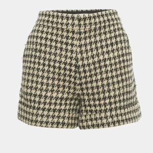 مملوكة مسبقًا Christian Dior Cream/Black Houndstooth Jacquard Shorts S
