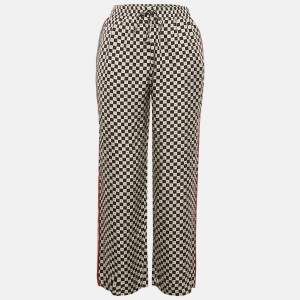 مملوكة مسبقًا Christian Dior Black/White Heart Checkered Silk Trousers L