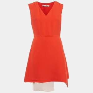 مملوكة مسبقًا Christian Dior Orange Silk Asymmetric Short Dress M