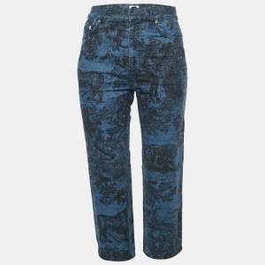 مملوكة مسبقًا Dior Blue Toile Print Denim Capri S/Waist 27"