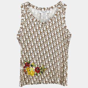 Pre Owned Christian Dior Trotter Sleeveless Tank Top Brown F 36
