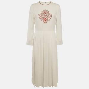 مملوكة مسبقًا Christian Dior Beaded Silk Pleated Midi Dress M
