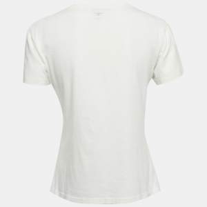 Pre Owned Dior Ivory J'Adior 8 Print Cotton & Linen T-Shirt M