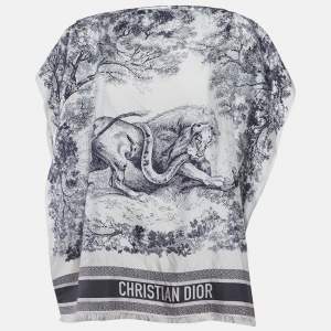 Pre Owned بونشو حرير سافاج توال دي جوي أزرق كحلي ديور مقاس واحد