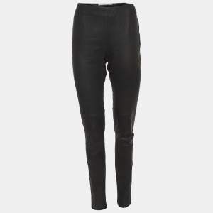 Pre Owned Christian Dior Black Leather Skinny Pants M