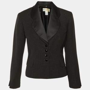 Pre Owned Christian Dior Vintage Black Lurex Crepe Blazer M 