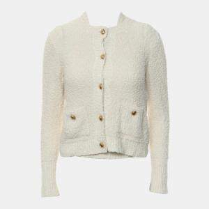 Pre Owned Dior White Cotton Textured Cardigan and Tank Top Set