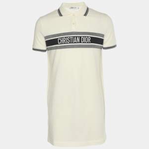 Pre Owned Dior White Knit Logo Dioriviera Polo T-Shirt M