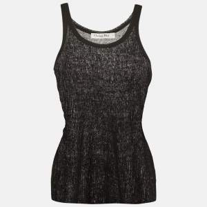 Pre Owned Christian Dior Black Rib Knit Tank Top S